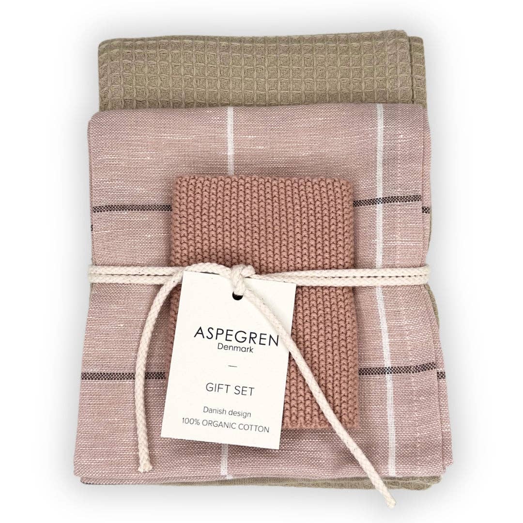 Geschirrtuch, Spüllappen - 3er Set rosa/beige
