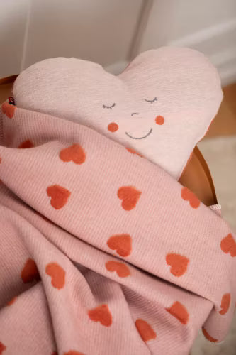 Babydecke Herzen/Rosa-orange