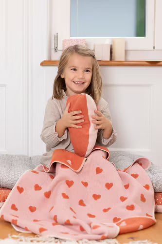 Babydecke Herzen/Rosa-orange