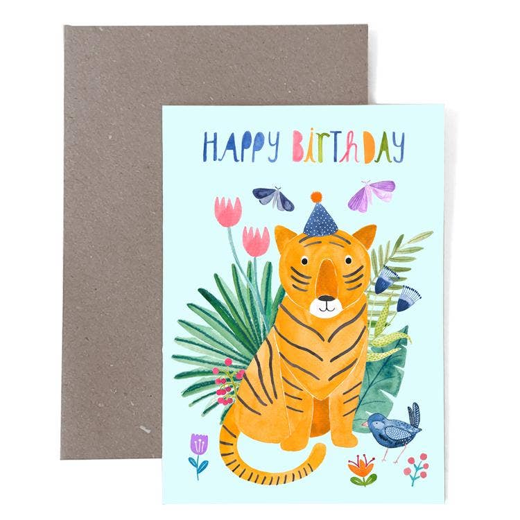 Karte zum Geburtstag *Happy Birthday* mit Tiger