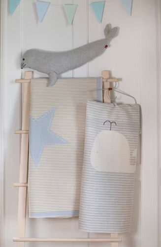 Wal Decke Babydecke Wal Streifen/Grau