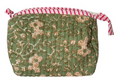 Kosmetiktasche/Kulturbeutel - grün/Blumen