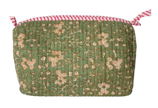 Kosmetiktasche/Kulturbeutel - grün/Blumen