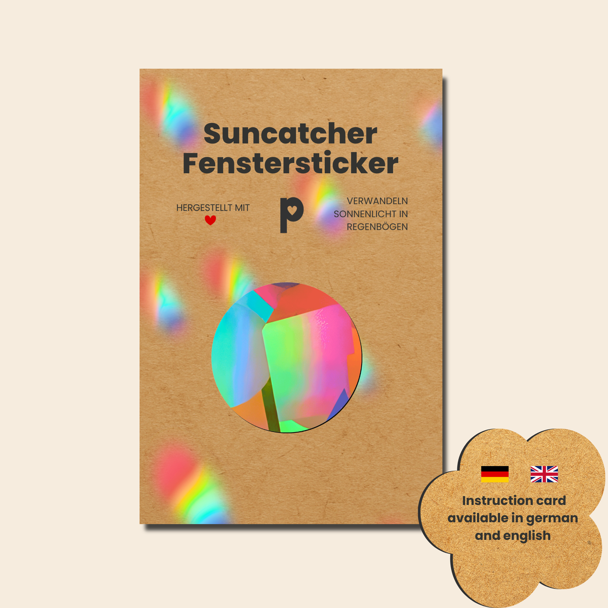 Suncatcher Fensteraufkleber Kreis, Prismatischer Sticker