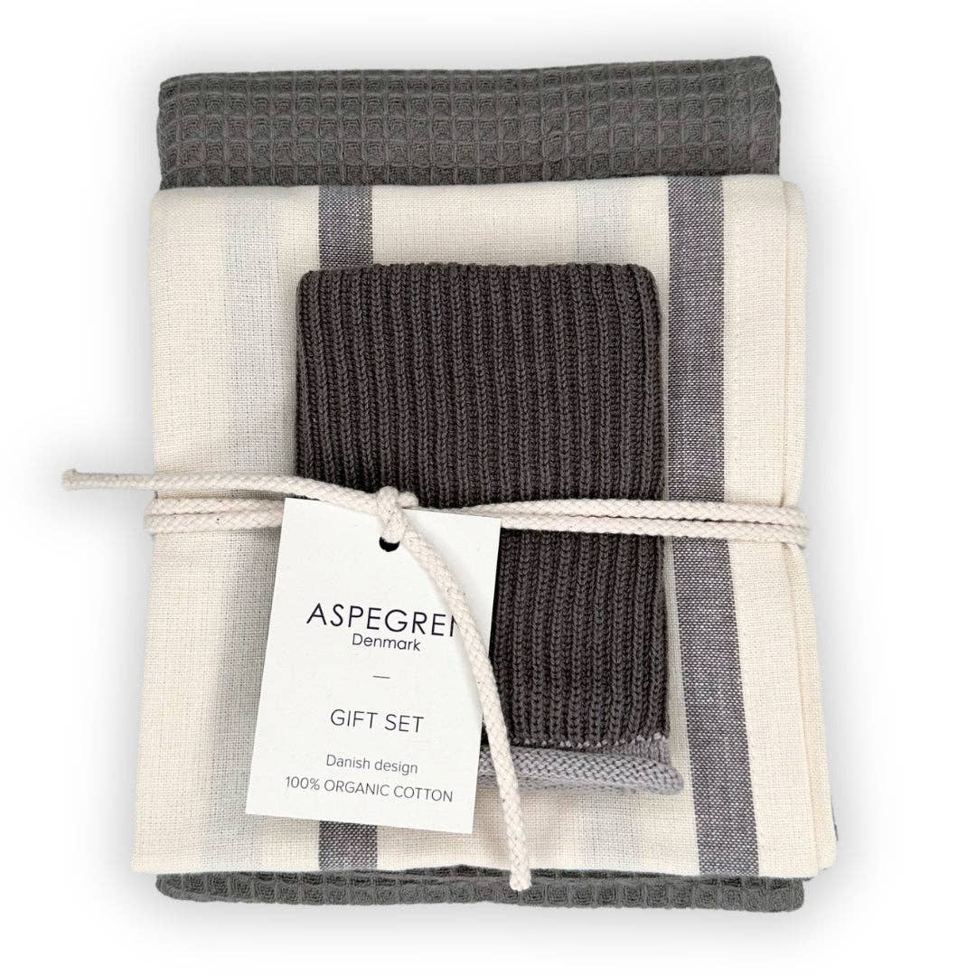 Geschirrtuch, Spüllappen - 3er Set grau
