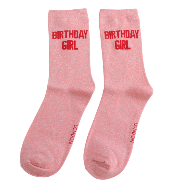 Socken Glitzer Rosa/Birthday Girl