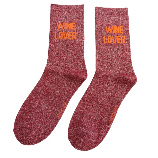 Socken Glitzer Rot/Wine Lover
