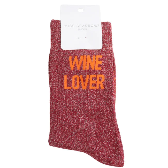 Socken Glitzer Rot/Wine Lover