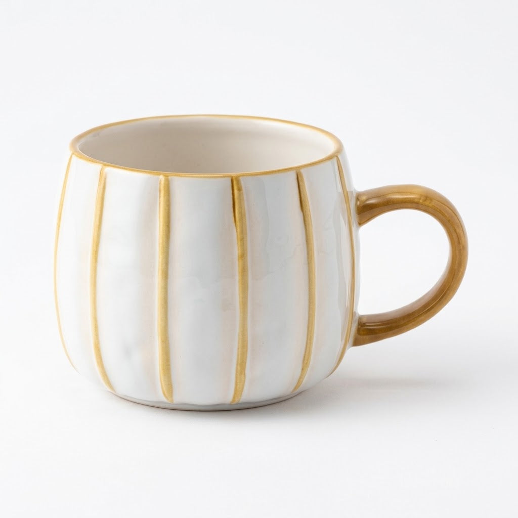 Tasse mit Streifen hellblau/gelb